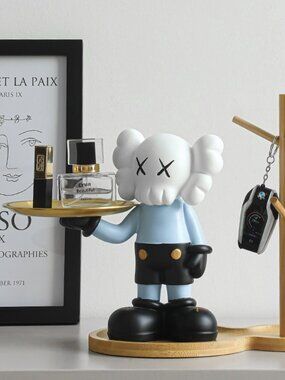 Handmade Hand Painted Blue/ Grey Kaws Style Plate Holder For Room